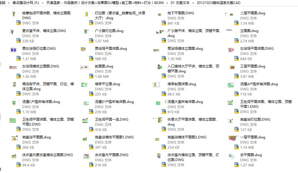 天津温泉 - 作品案例丨设计方案+效果图SU模型+施工图+物料+灯光丨803M-2